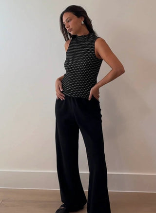 Polka Dot High Neck Top - 
