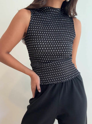 Polka Dot High Neck Top - 