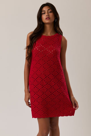 Red Boat Neck Swim Coverup -