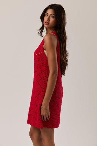 Red Boat Neck Swim Coverup -