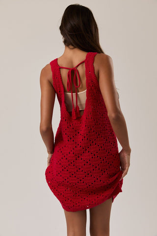 Red Boat Neck Swim Coverup -