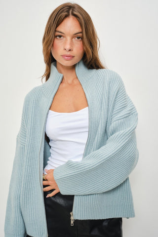 Sky Blue Double Zip Sweater -