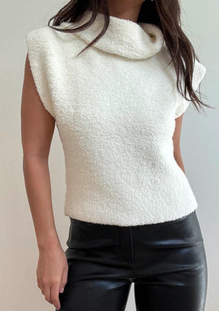 Sleeveless Knit Turtleneck Top - 