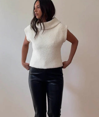 Sleeveless Knit Turtleneck Top - 