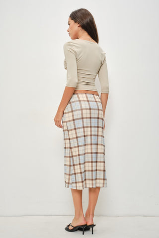 Stone Plunge Neck 3/4 Sleeve Top -