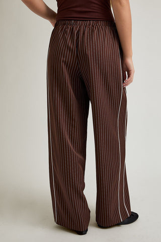 Striped Brown Wide Leg Pant - 