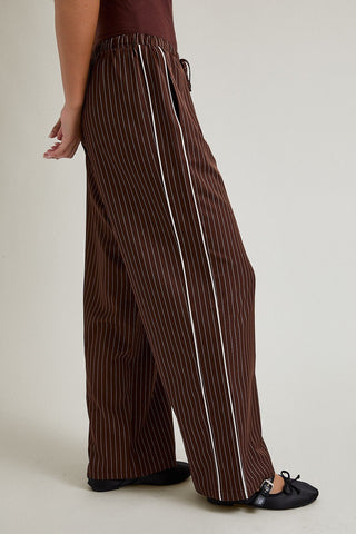 Striped Brown Wide Leg Pant - 
