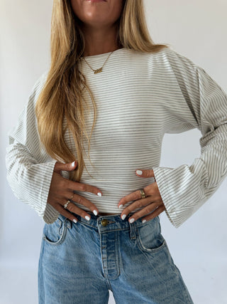 Striped Long Sleeve Dolman Top -