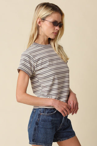 Striped Loose Fit Baby Tee -