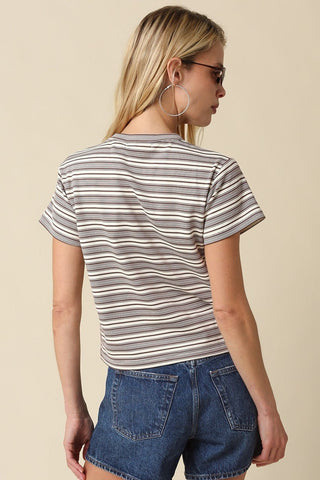 Striped Loose Fit Baby Tee -