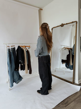 Striped Oversized Long Sleeve Tee - 