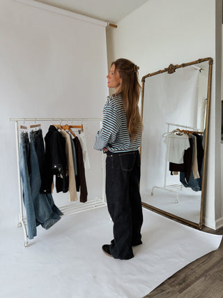 Striped Oversized Long Sleeve Tee - 