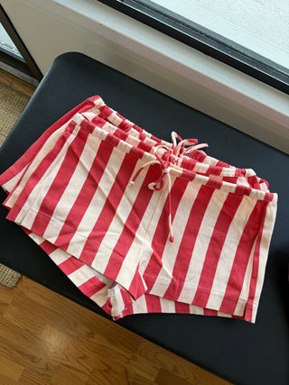Striped Red Mini Shorts - 