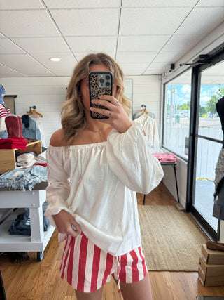 Striped Red Mini Shorts - 
