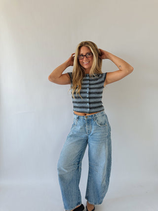 Striped Short Sleeve Buttton Up -