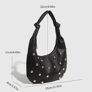 Studded Black Leather Purse - 
