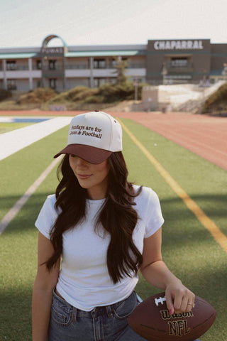 Sundays are for Jesus and football hat: Brown brim - 