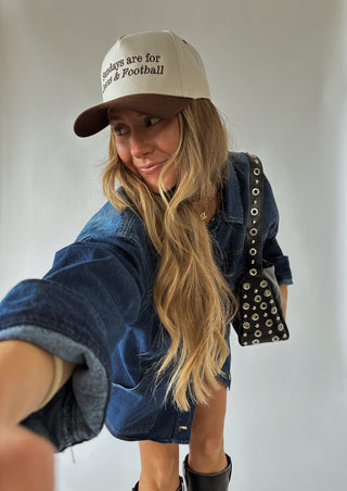 Sundays are for Jesus and football hat: Brown brim - 