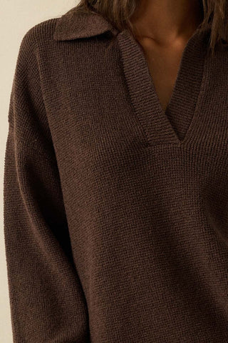 The Alyssa Collared Sweater - Chocolate - 