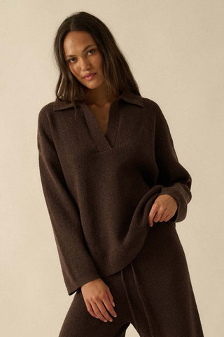 The Alyssa Collared Sweater - Chocolate - 