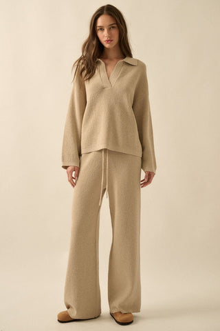 The Alyssa Collared Sweater - Oatmeal - 
