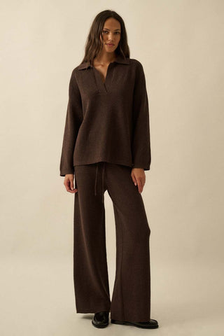The Alyssa Knit Drawstring Pants - Chocolate - 