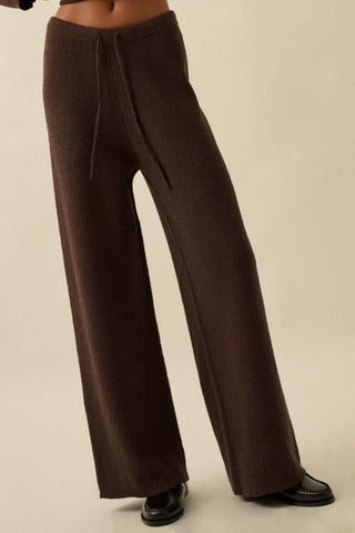 The Alyssa Knit Drawstring Pants - Chocolate - 