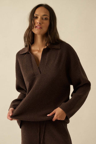 The Alyssa Knit Drawstring Pants - Chocolate - 