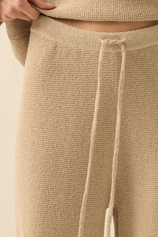 The Alyssa Knit Drawstring Pants - Oatmeal - 