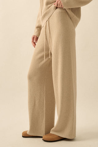 The Alyssa Knit Drawstring Pants - Oatmeal - 