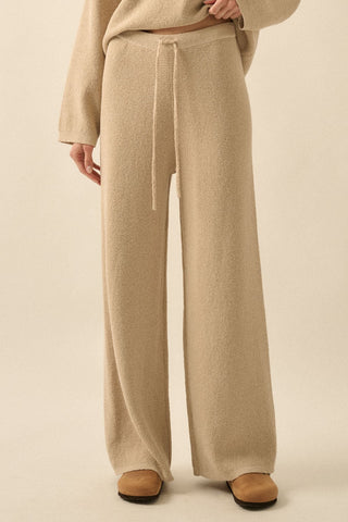 The Alyssa Knit Drawstring Pants - Oatmeal - 