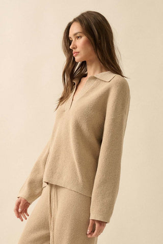 The Alyssa Knit Drawstring Pants - Oatmeal - 