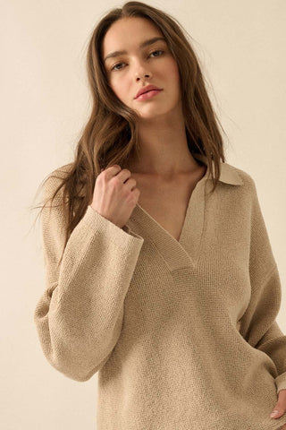 The Alyssa Knit Drawstring Pants - Oatmeal - 