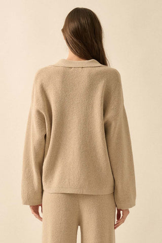 The Alyssa Knit Drawstring Pants - Oatmeal - 