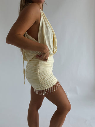 The Butter Yellow High Neck Mini Dress - 