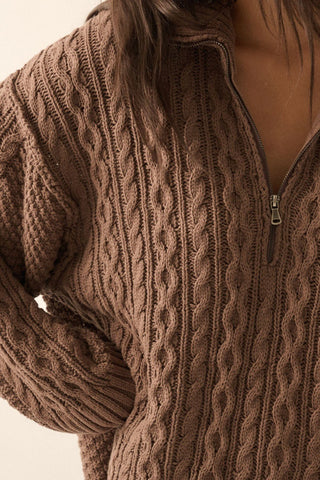 The Chocolate Cable Knit Sweater Dress - 