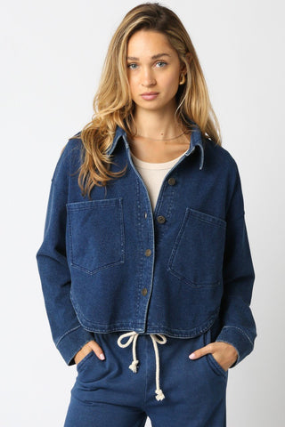 The Denim Sweat Button Up - 