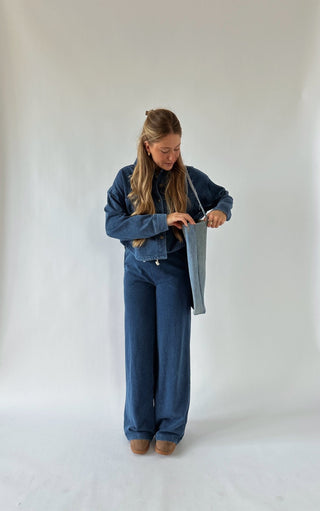 The Denim Sweat Button Up - 