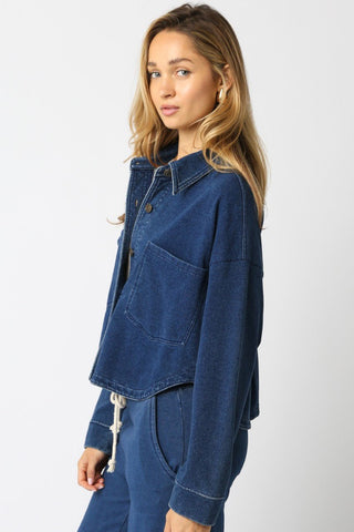 The Denim Sweat Button Up - 
