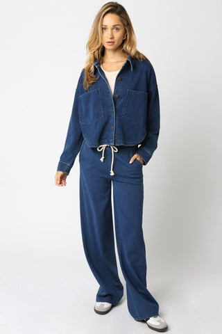 The Denim Sweat Button Up - 