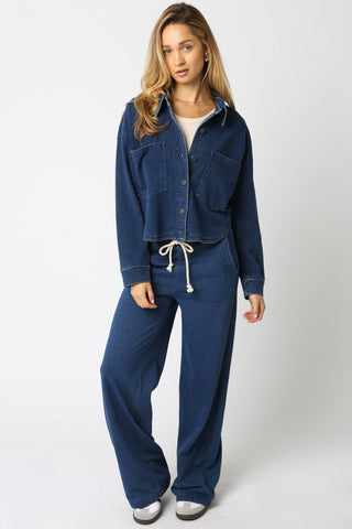 The Denim Sweat Button Up - 