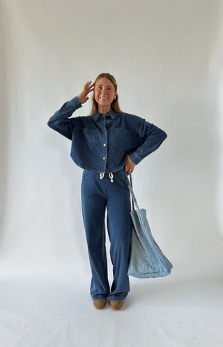 The Denim Sweat Button Up - 