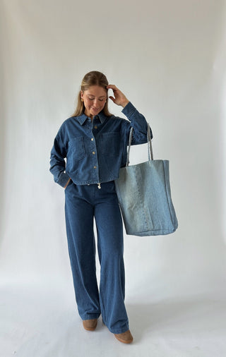The Denim Sweat Button Up - 