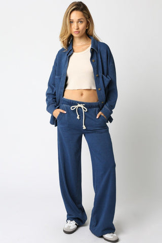 The Denim Sweat Button Up - 