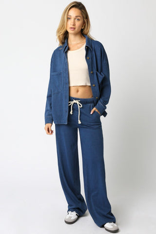 The Denim Sweat Button Up - 