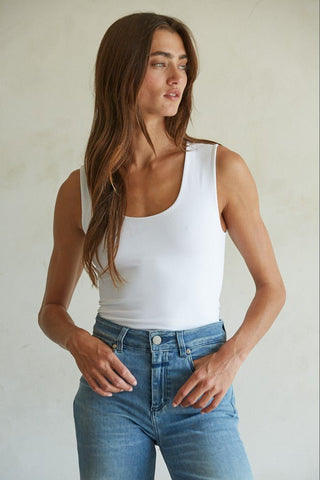 The Essential Scoop Neck Tank - White -