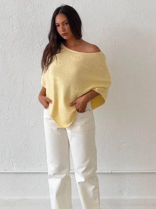 The Estella Knit Poncho - Yellow -