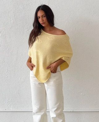 The Estella Knit Poncho - Yellow -