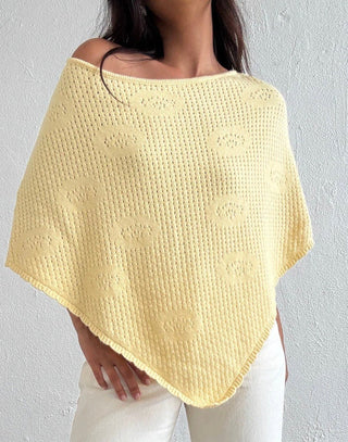 The Estella Knit Poncho - Yellow -