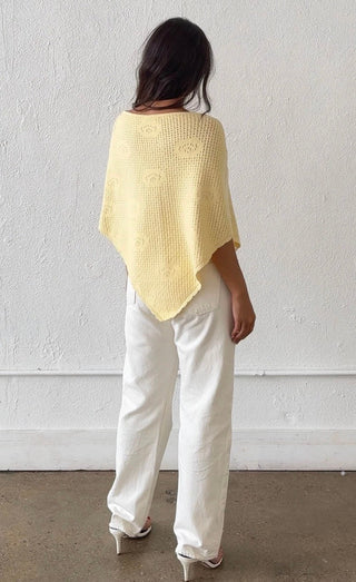 The Estella Knit Poncho - Yellow -